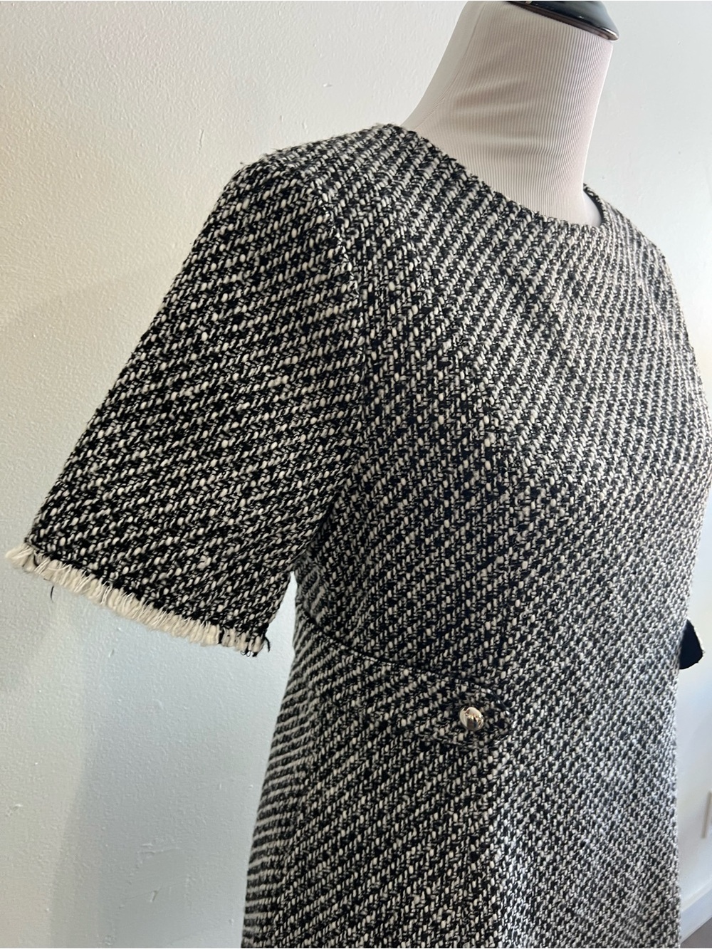 NWT bohme Black and White Short Sleeve Mini shift Dress textured - Picture 2 of 9